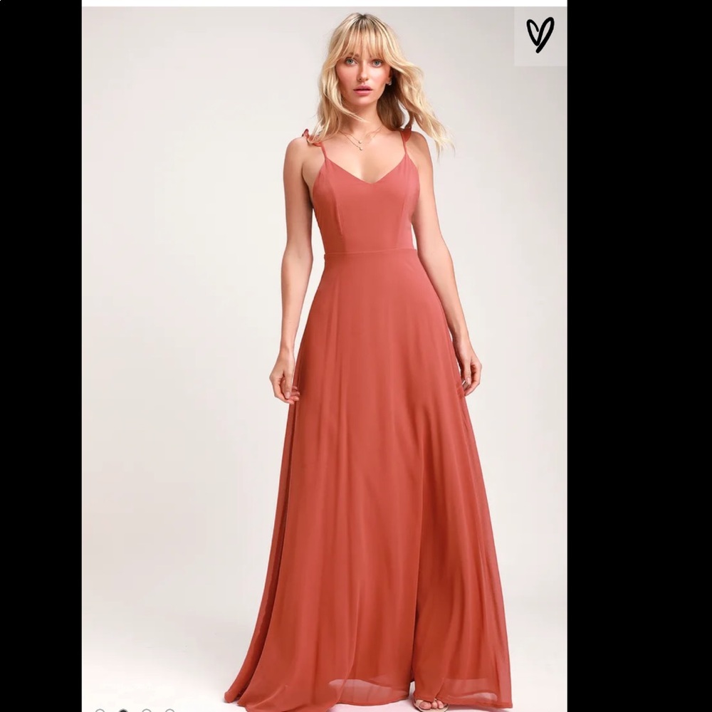 New Lulu’s Meteoric Rise Rusty Rose Maxi Dress